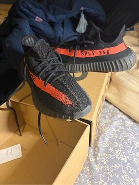 adidas Black and Red Yeezy 350